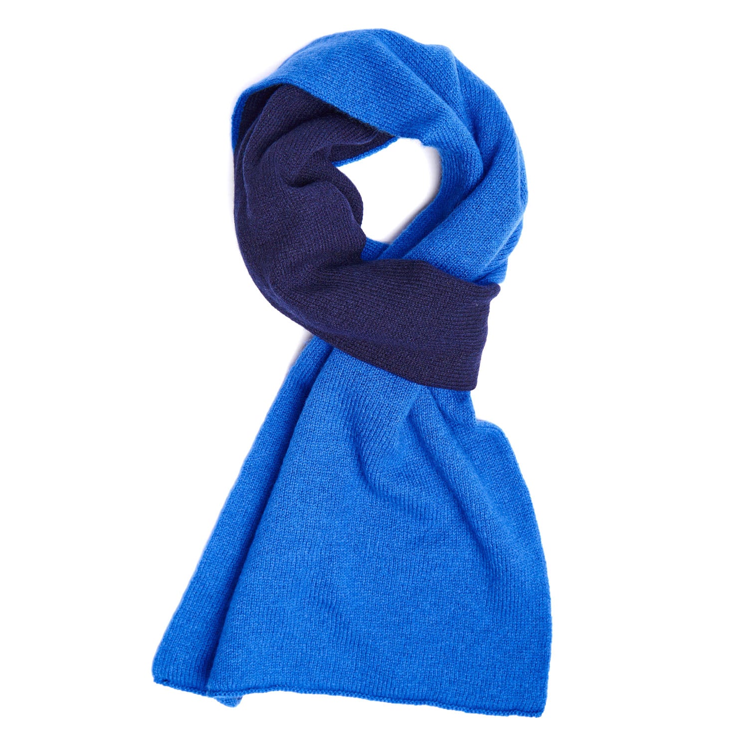 DARK BLUE AND BLUE TWO-TONE CASHMERE NECK WARMER