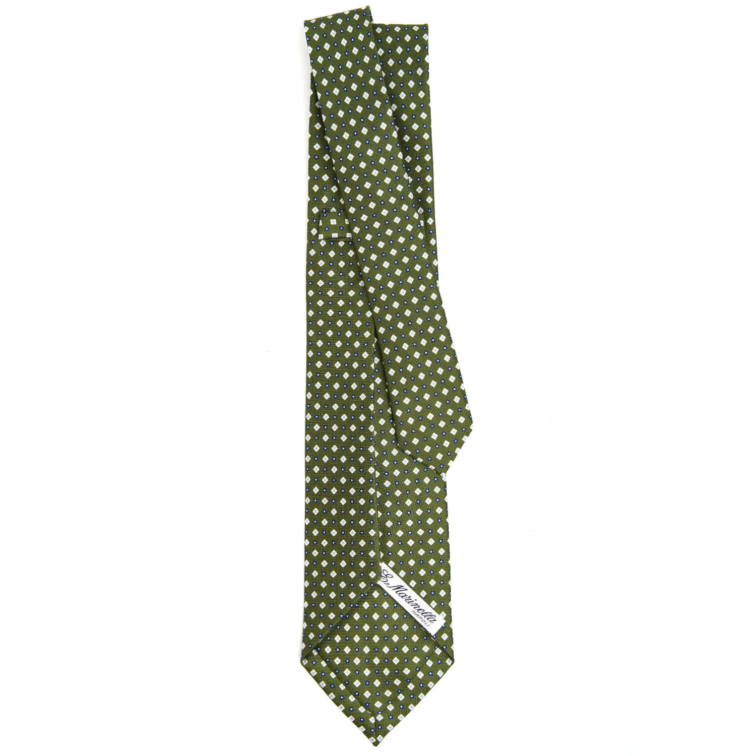 OLIVE GREEN 7 FOLD SARTORIAL SILK TIE - Image 3