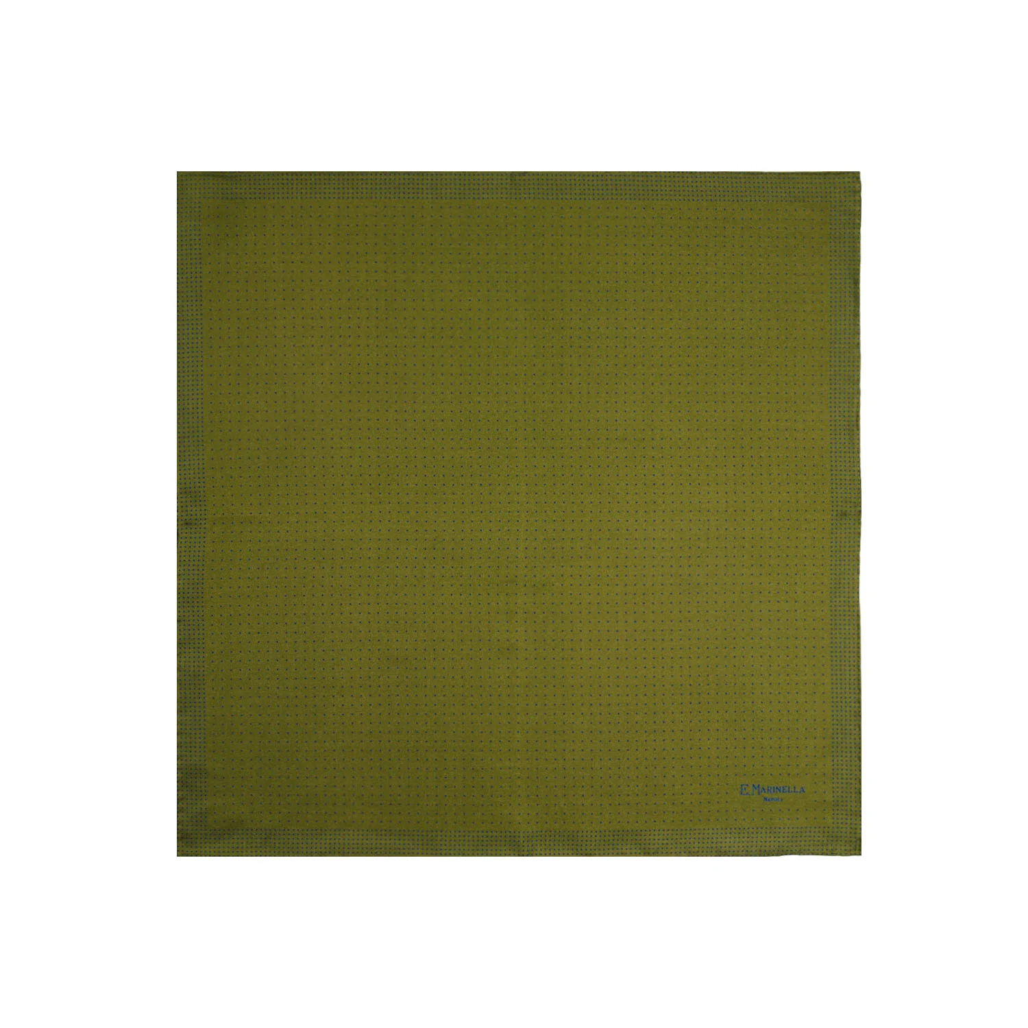 OLIVE GREEN HAND-PRINTED SILK POCKET SQUARE - Image 2