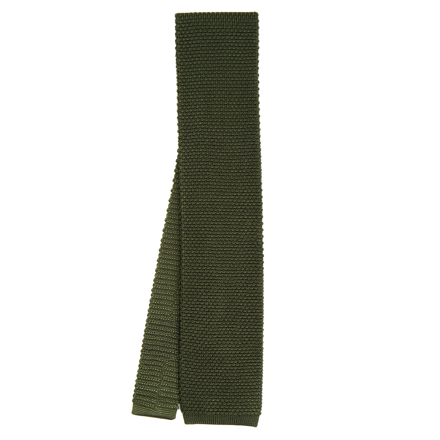 OLIVE GREEN SILK KNITTED TIE - Image 2