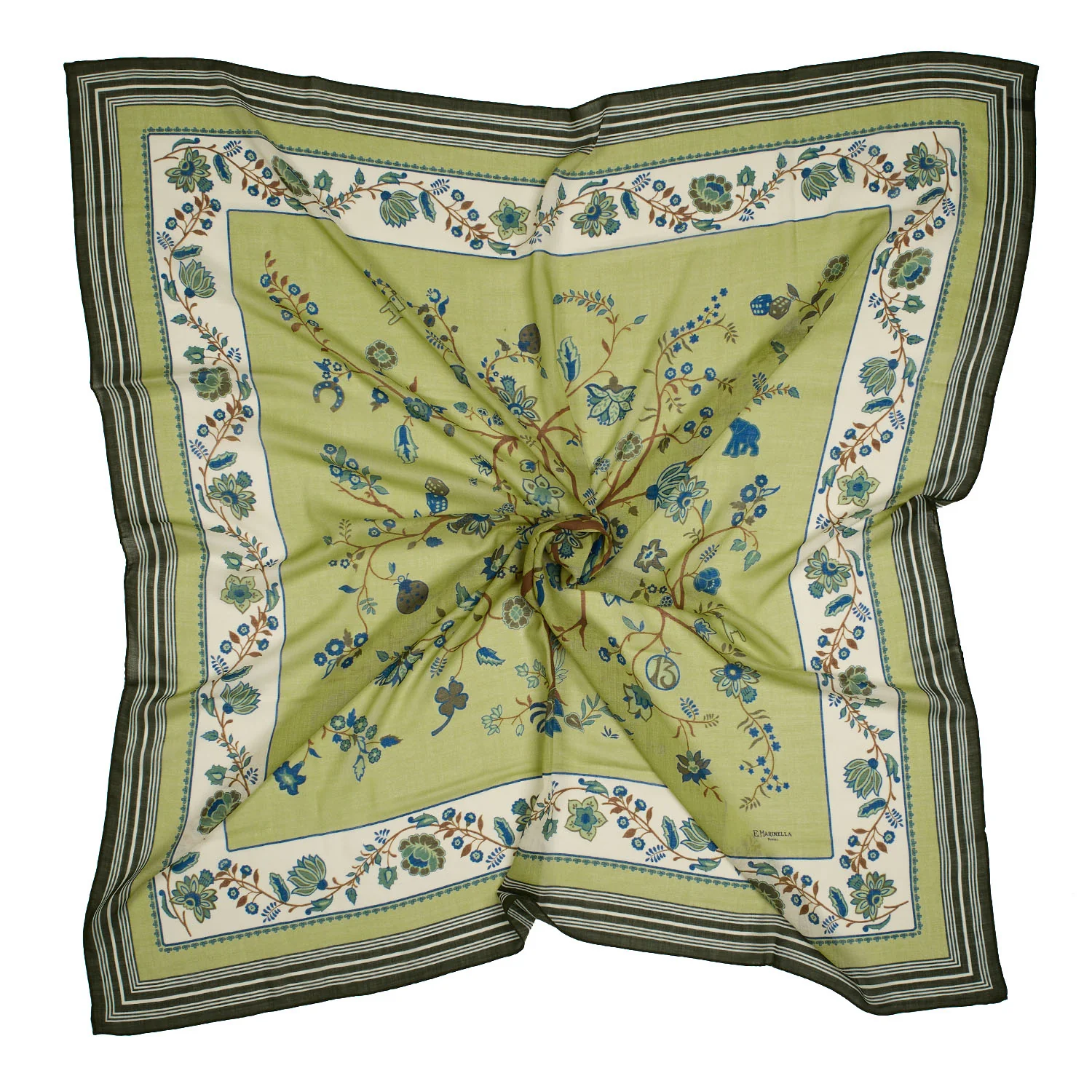 OLIVE GREEN STOLE 140 IN WOOL AND CASHMERE - Image 3