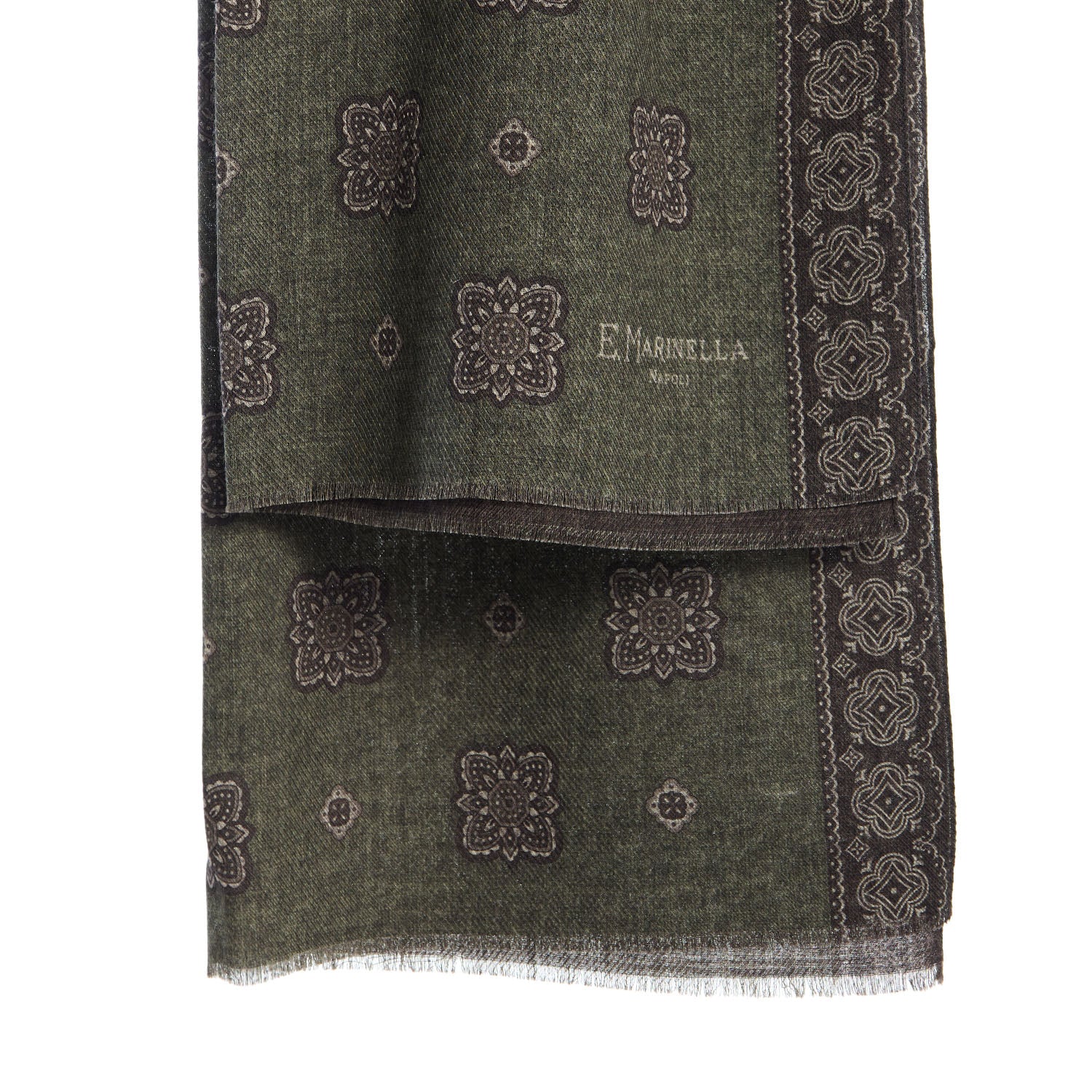 OLIVE GREEN WOOL STOLE - Image 2
