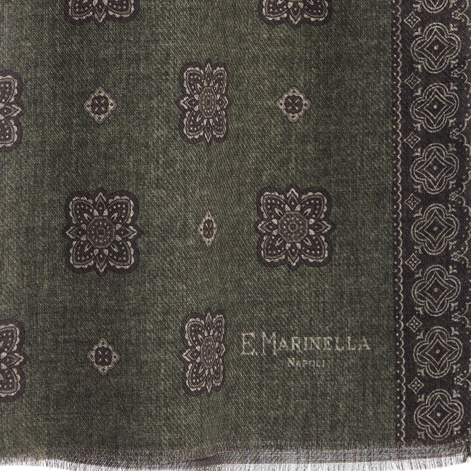 OLIVE GREEN WOOL STOLE - Image 3