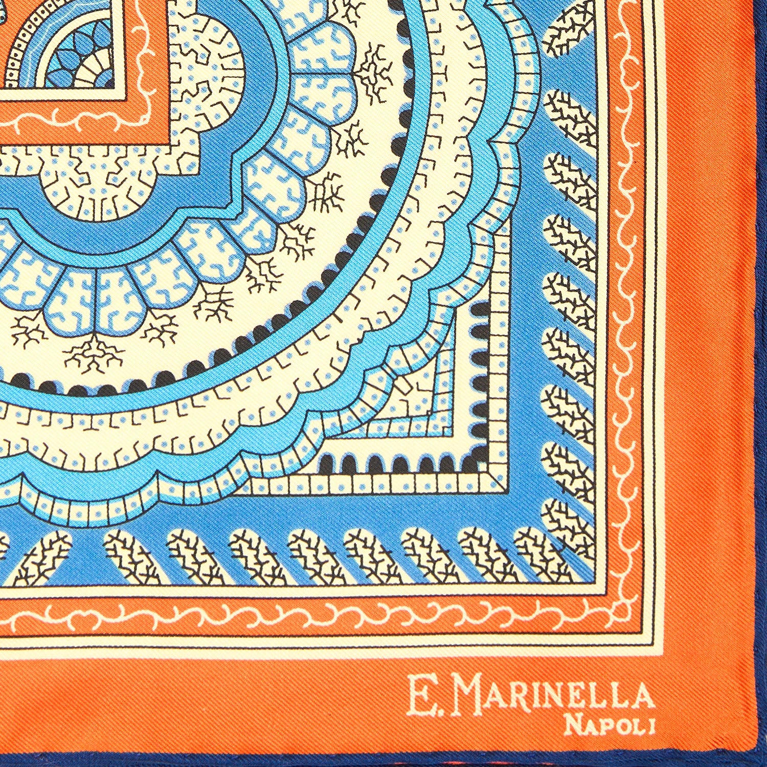 ORANGE HAND-PRINTED SILK POCKET SQUARE - Image 3