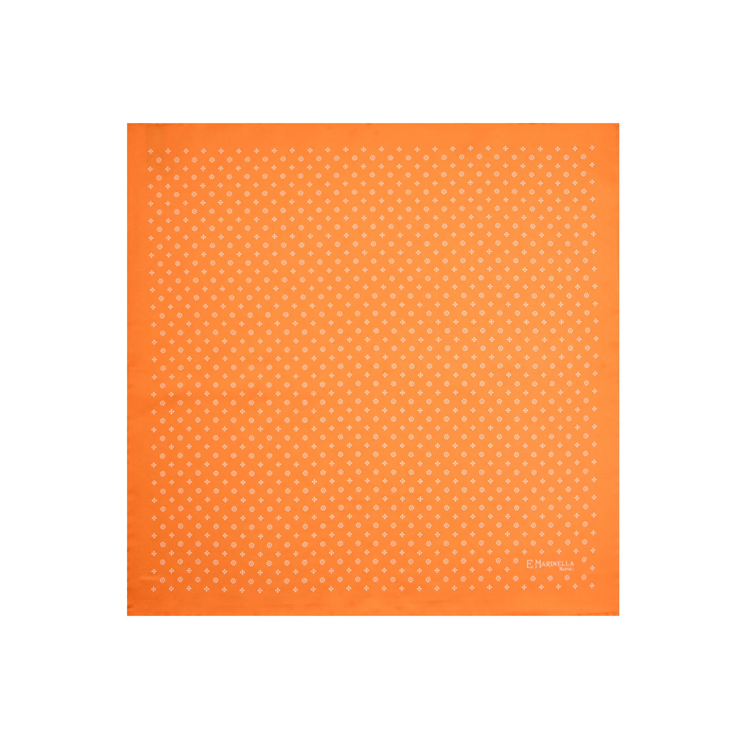 ORANGE HAND-PRINTED SILK POCKET SQUARE - Image 2