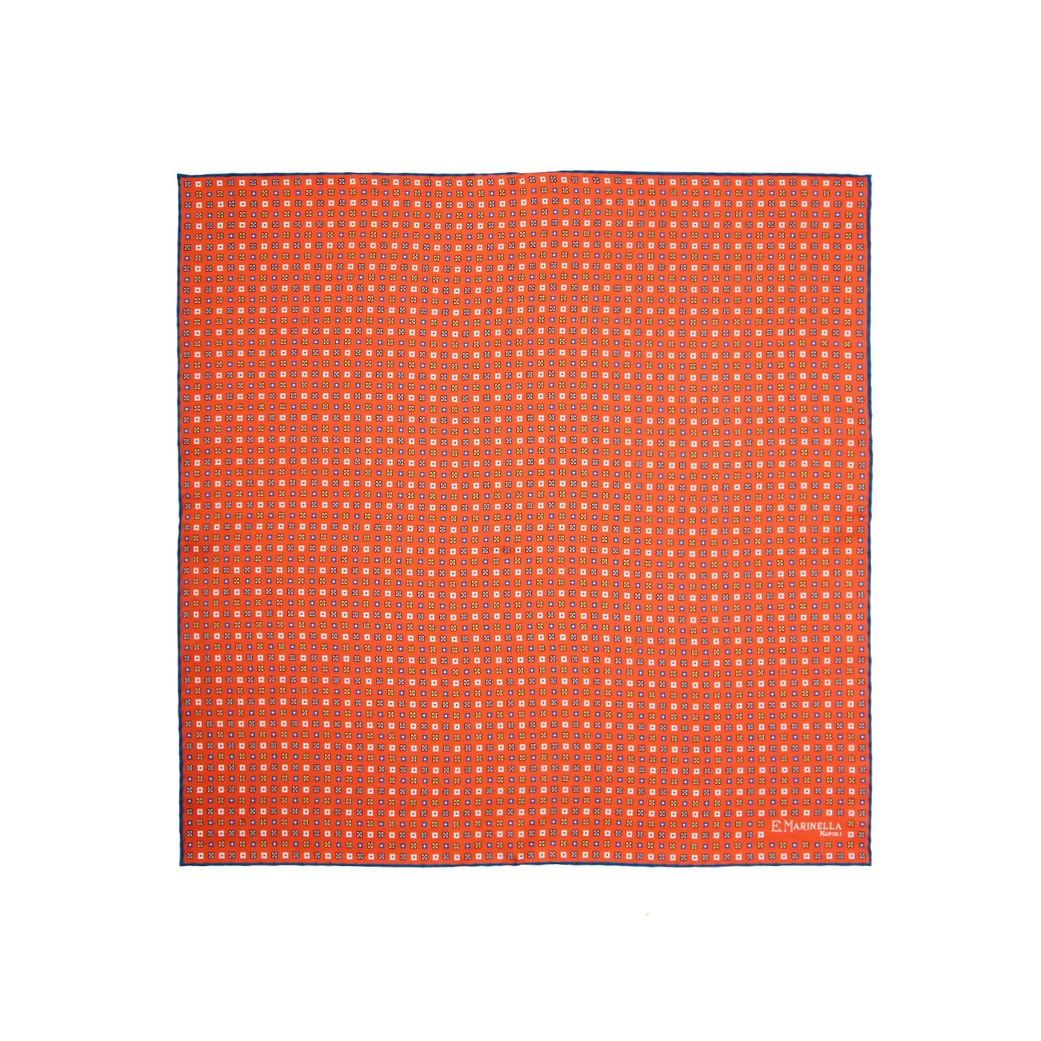 ORANGE HAND-PRINTED SILK POCKET SQUARE - Image 2