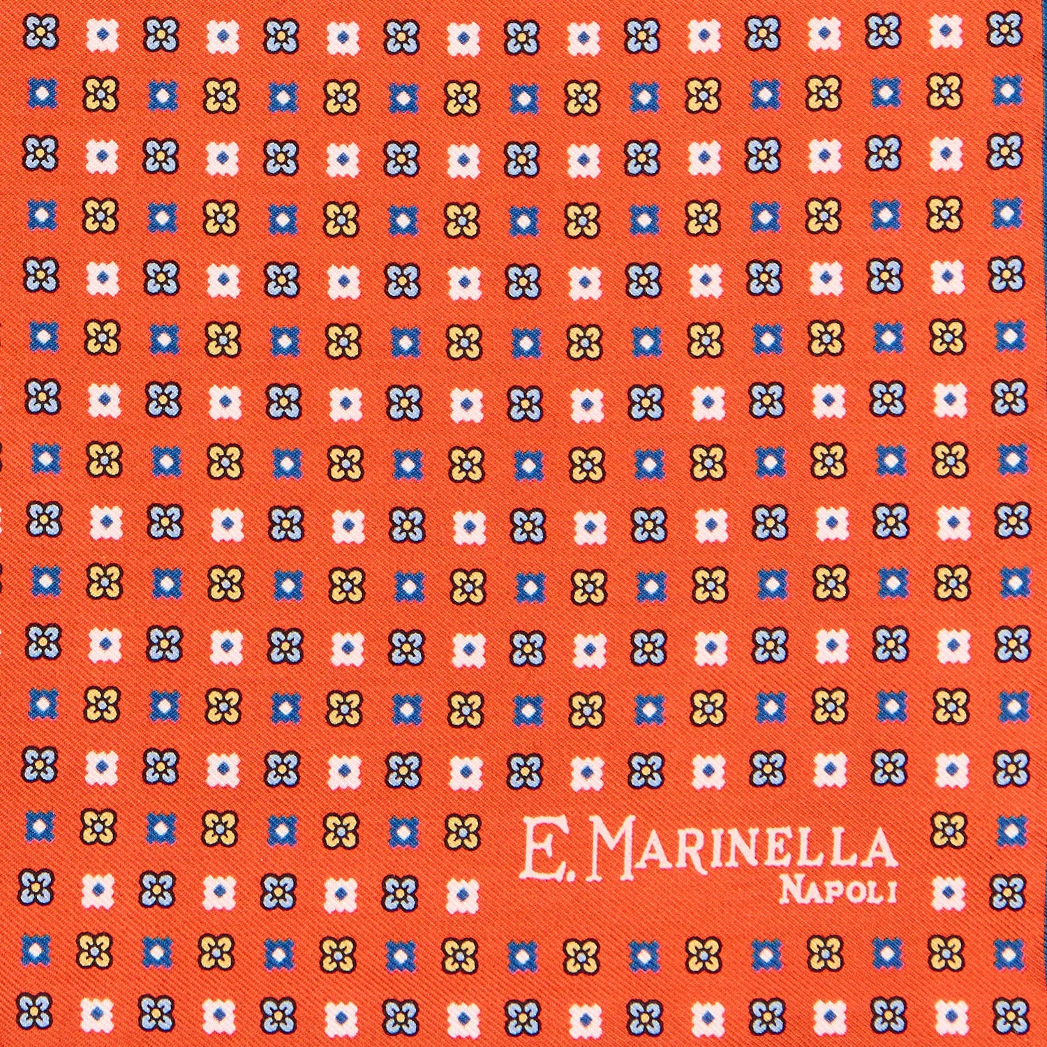 ORANGE HAND-PRINTED SILK POCKET SQUARE - Image 3