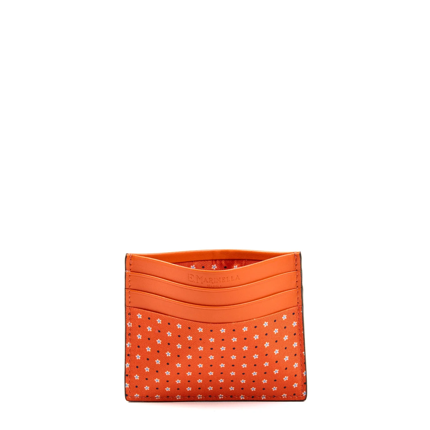 ORANGE LEATHER AND SILK CREDIT CARD HOLDER - Image 2