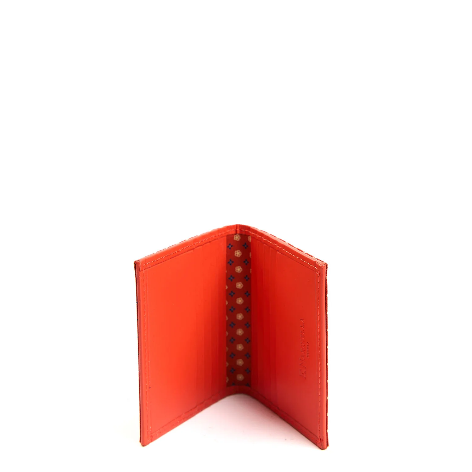 ORANGE SILK AND LEATHER FOLDING CARD HOLDER - Image 2