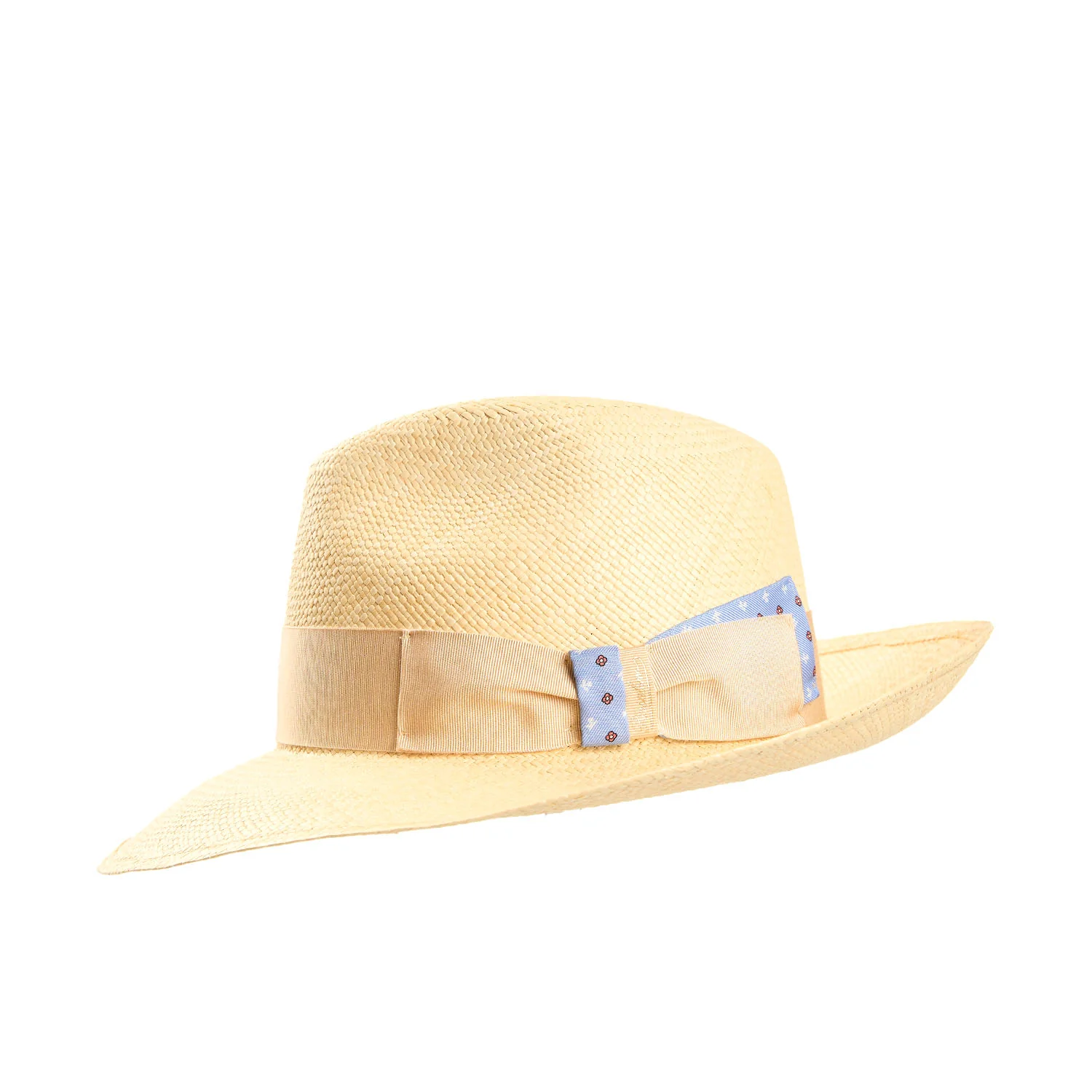 PANAMA AMEDEO MODEL WITH LIGHT BLUE SILK DETAILS, 55 CM