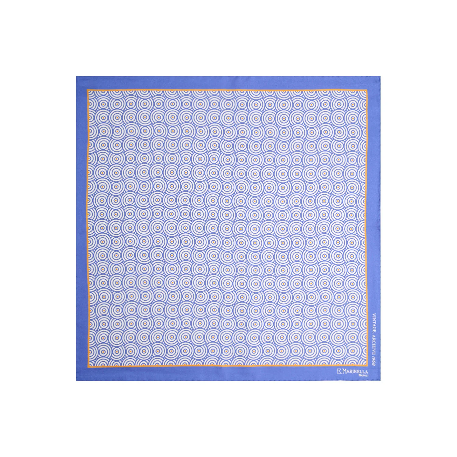 POWDER BLUE HAND-PRINTED SILK POCKET SQUARE - Image 2