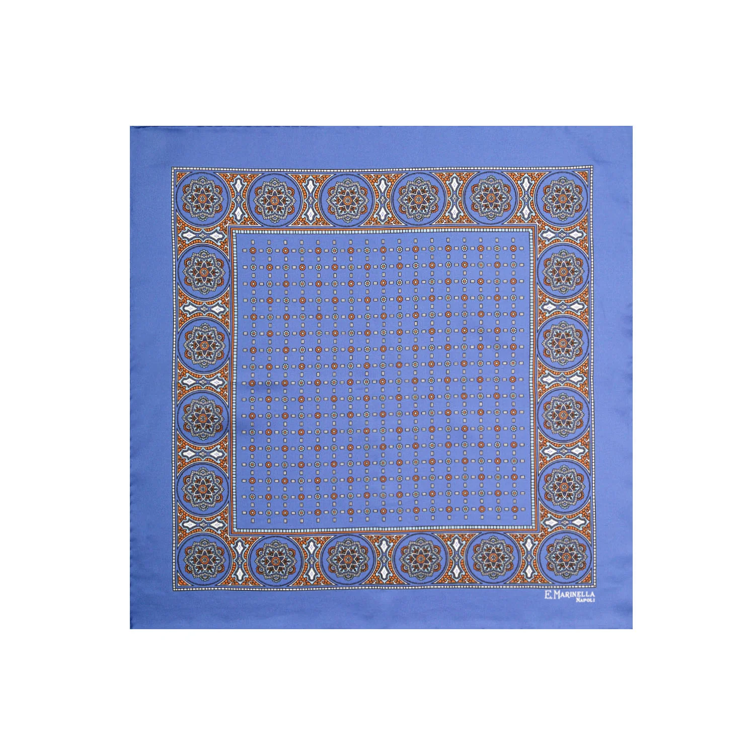 POWDER BLUE HAND-PRINTED SILK POCKET SQUARE - Image 2
