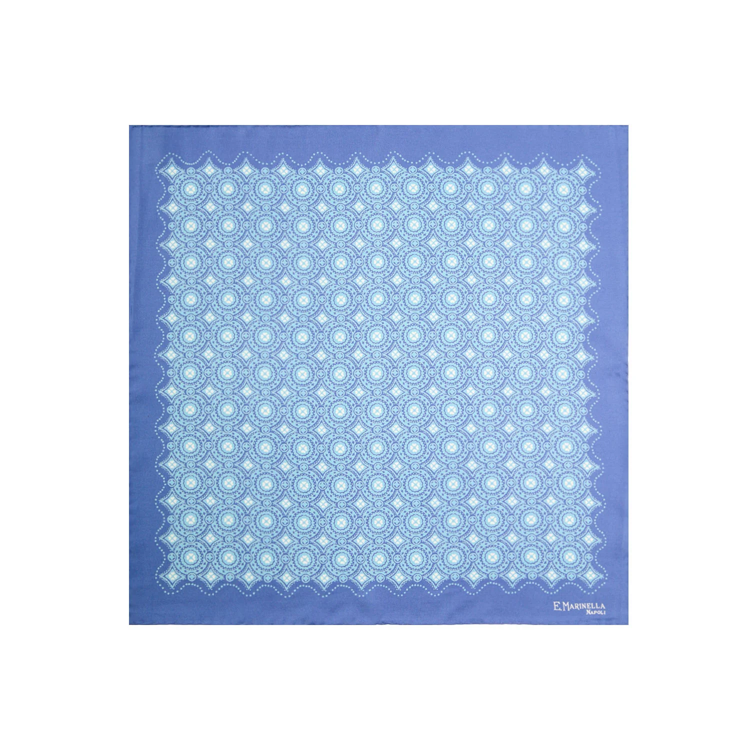 POWDER BLUE HAND-PRINTED SILK POCKET SQUARE - Image 2