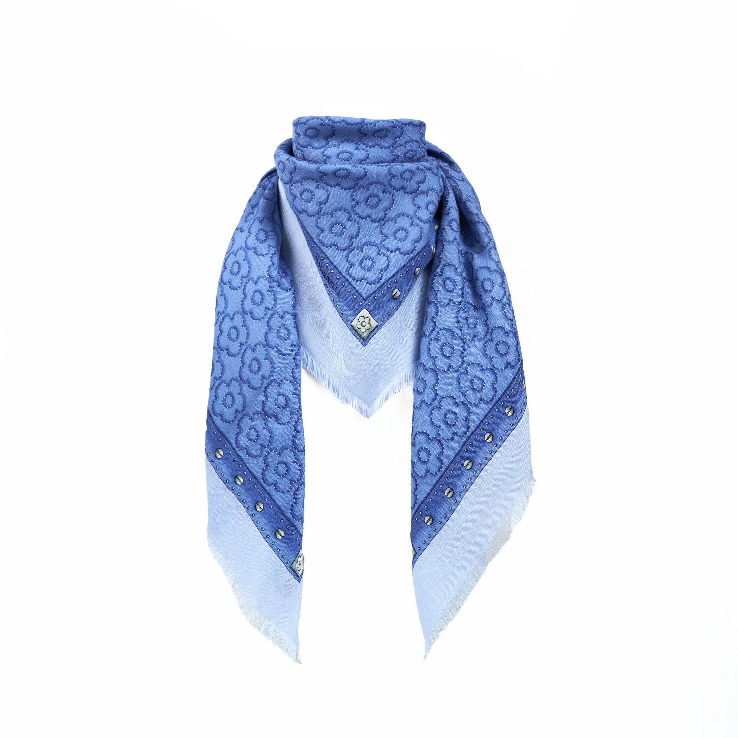 POWDER BLUE STOLE 115 IN WOOL, SILK AND CASHMERE - Image 2