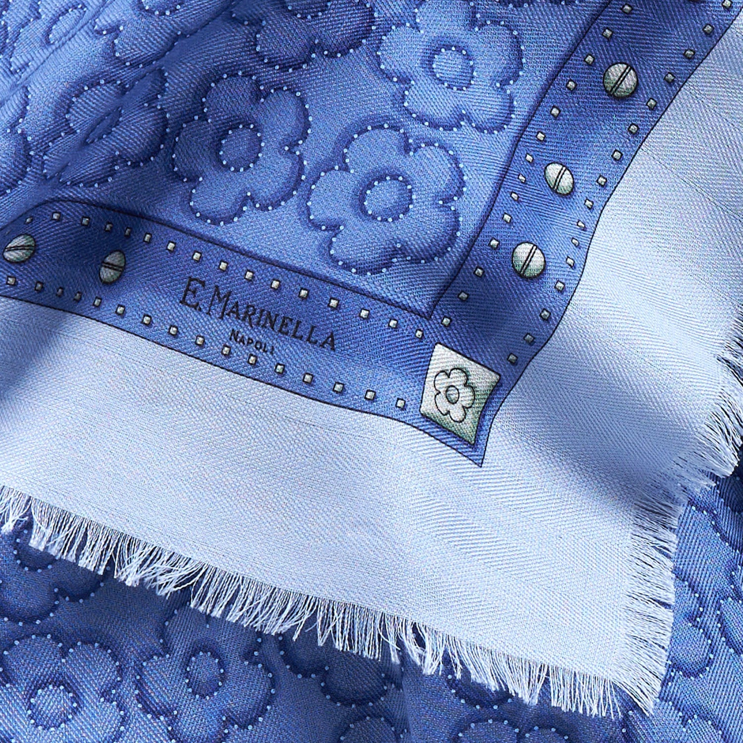 POWDER BLUE STOLE 115 IN WOOL, SILK AND CASHMERE - Image 3
