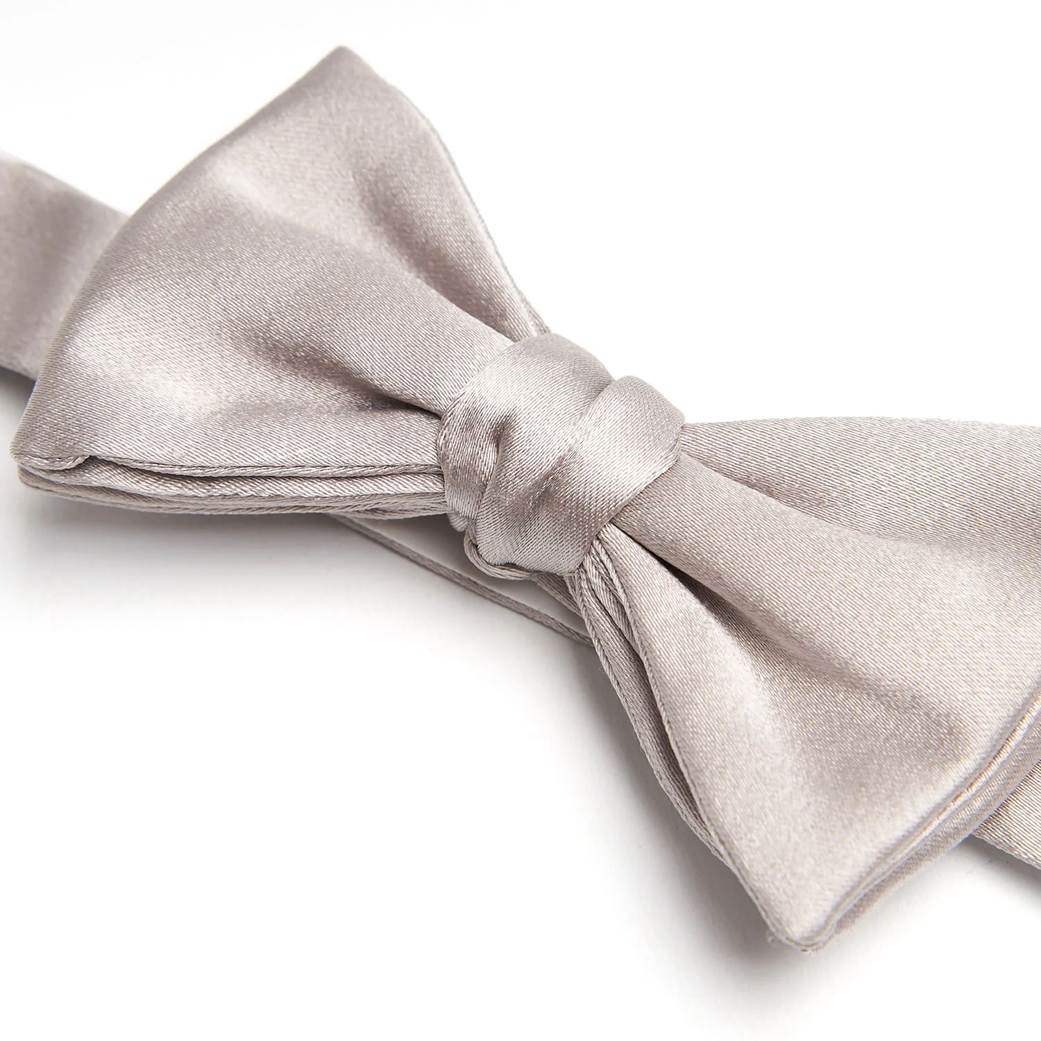 LIGHT GREY PRE-KNOTTED SILK SATIN BOWTIE - Image 2