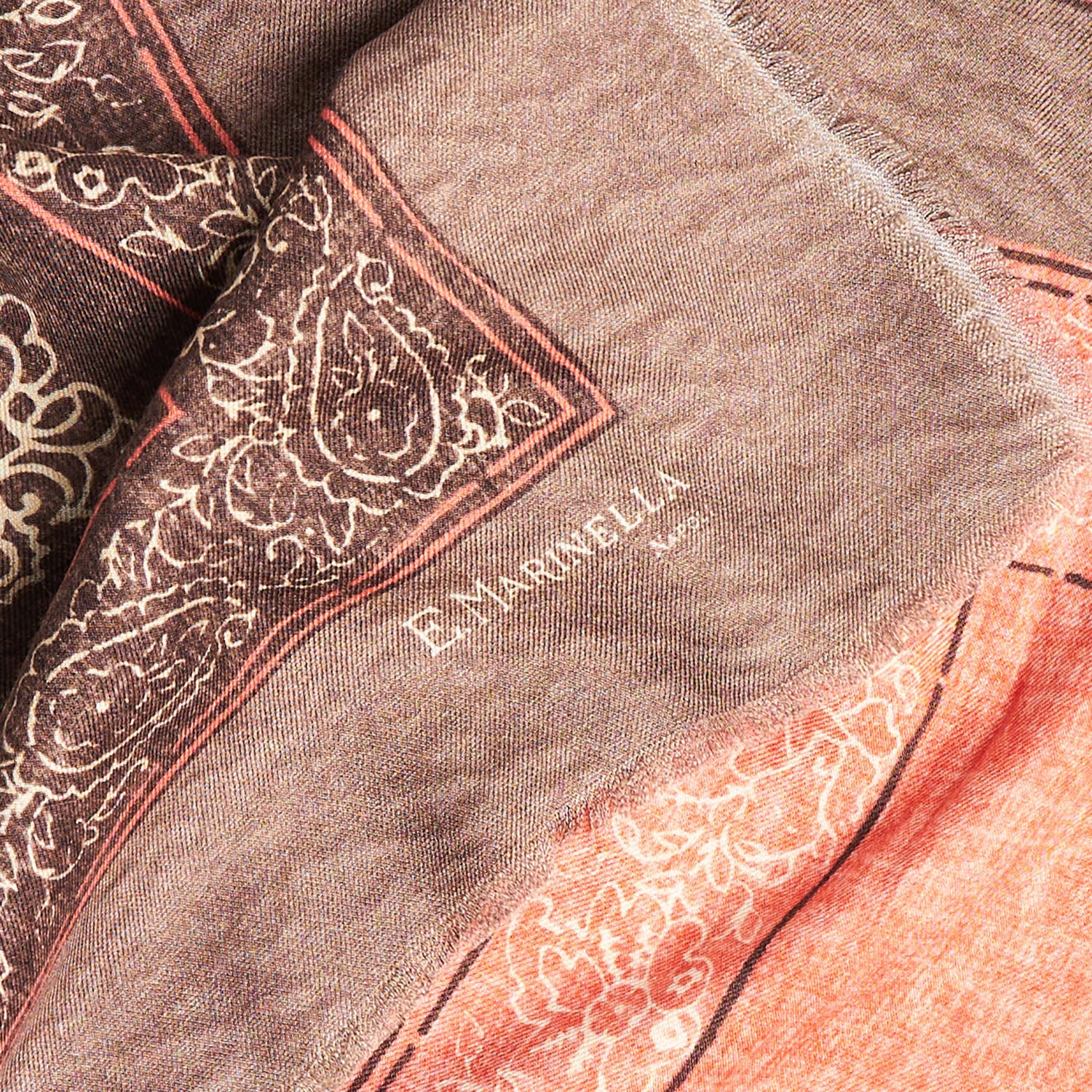 SALMON TAUPE WOOL AND SILK STOLE - Image 5