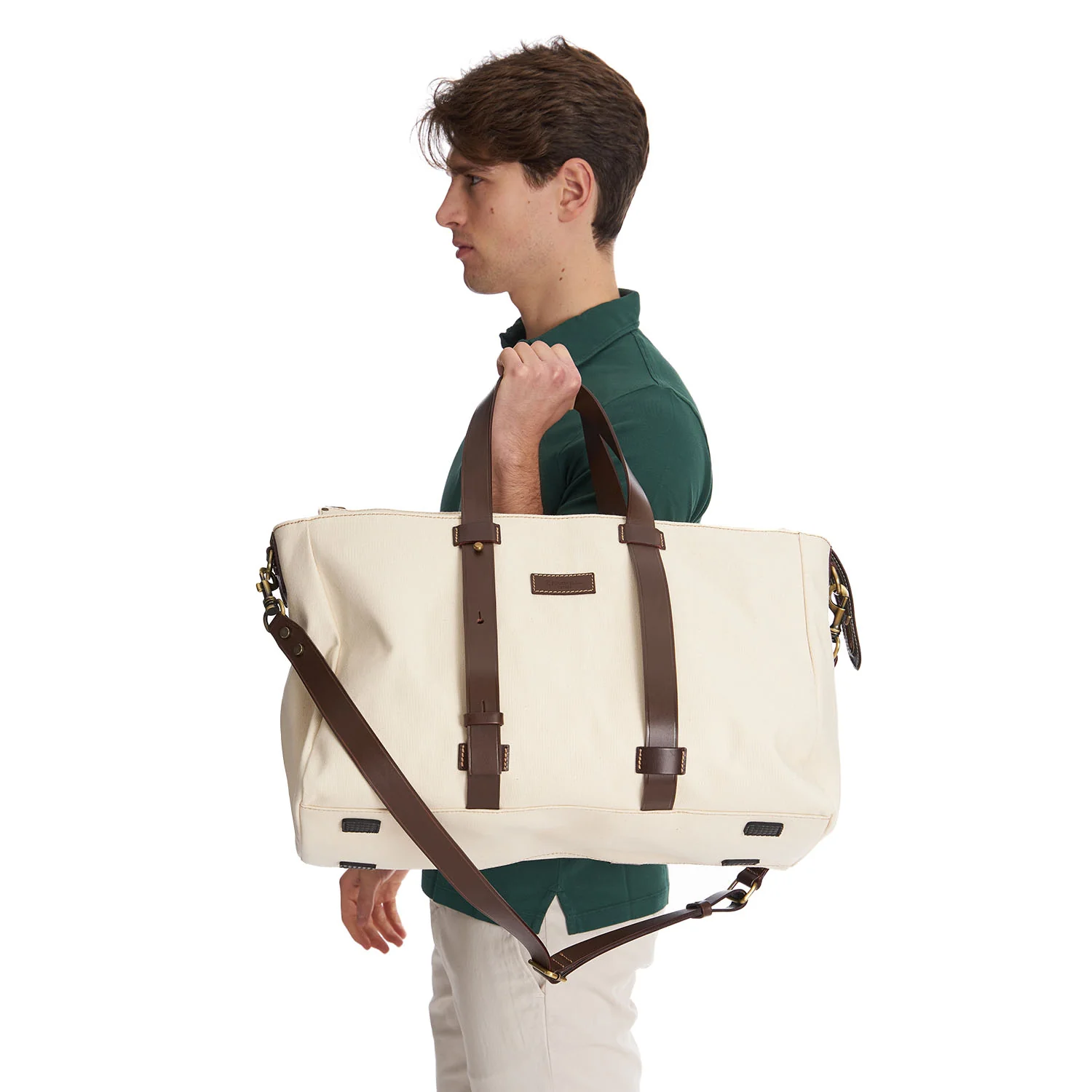 WHITE CANVAS WEEKEND BAG - Image 2