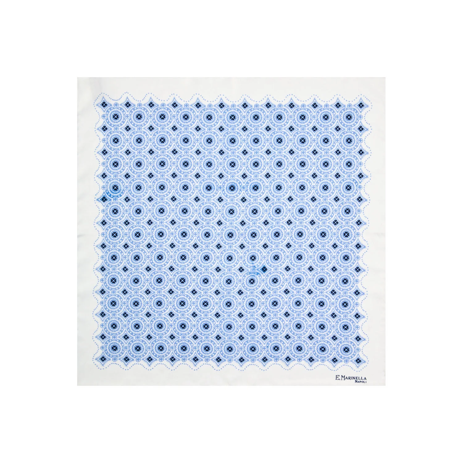 WHITE HAND-PRINTED SILK POCKET SQUARE - Image 2