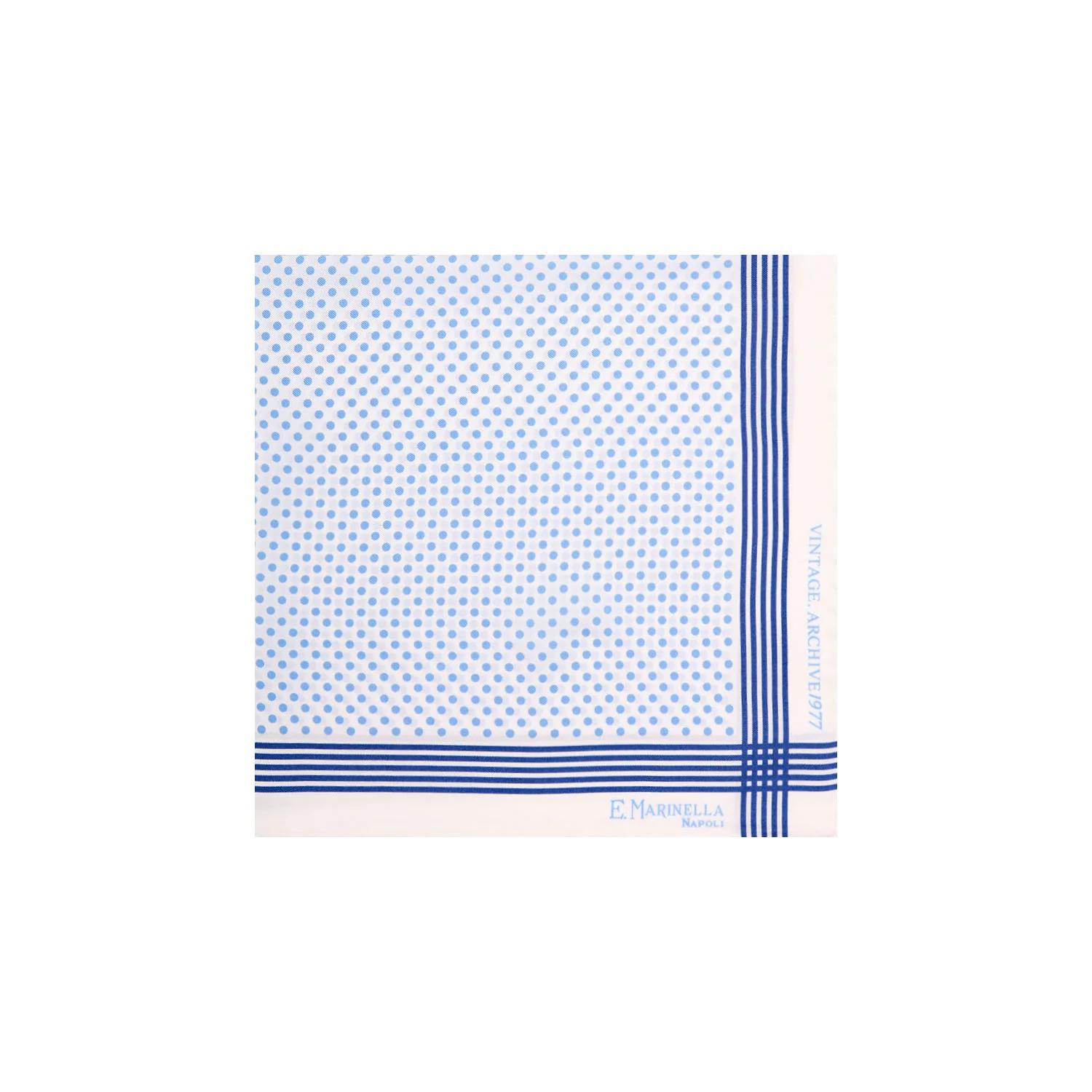 WHITE HAND-PRINTED SILK POCKET SQUARE