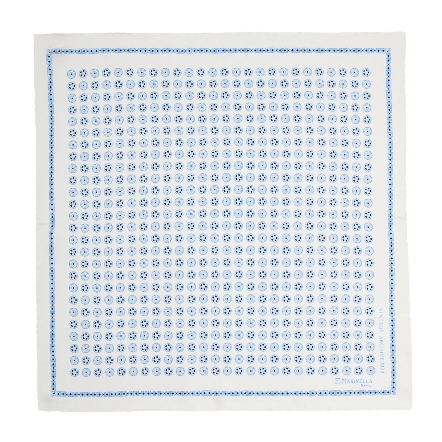 WHITE HAND-PRINTED SILK POCKET SQUARE - Image 2