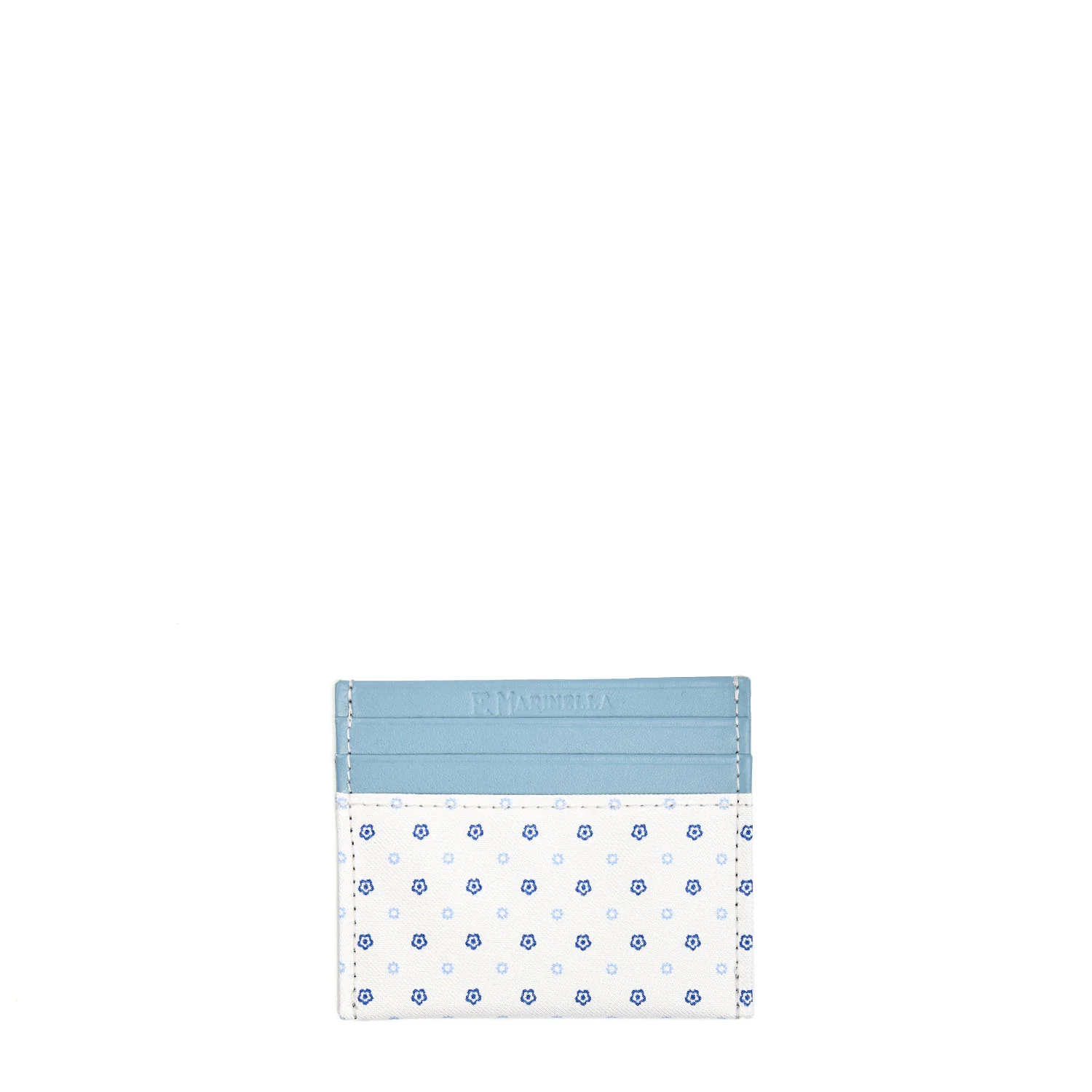 WHITE LEATHER AND SILK CREDIT CARD HOLDER