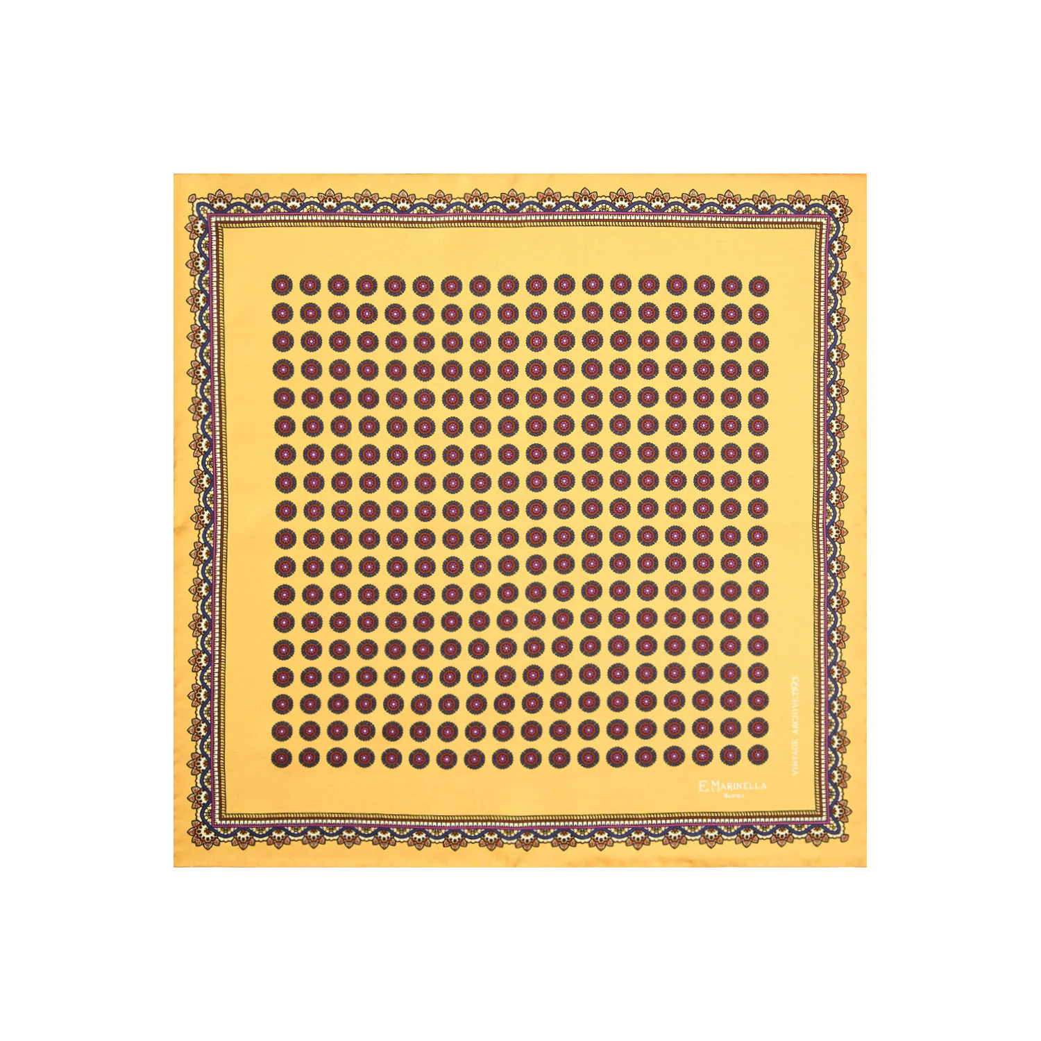 YELLOW HAND-PRINTED SILK POCKET SQUARE - Image 2