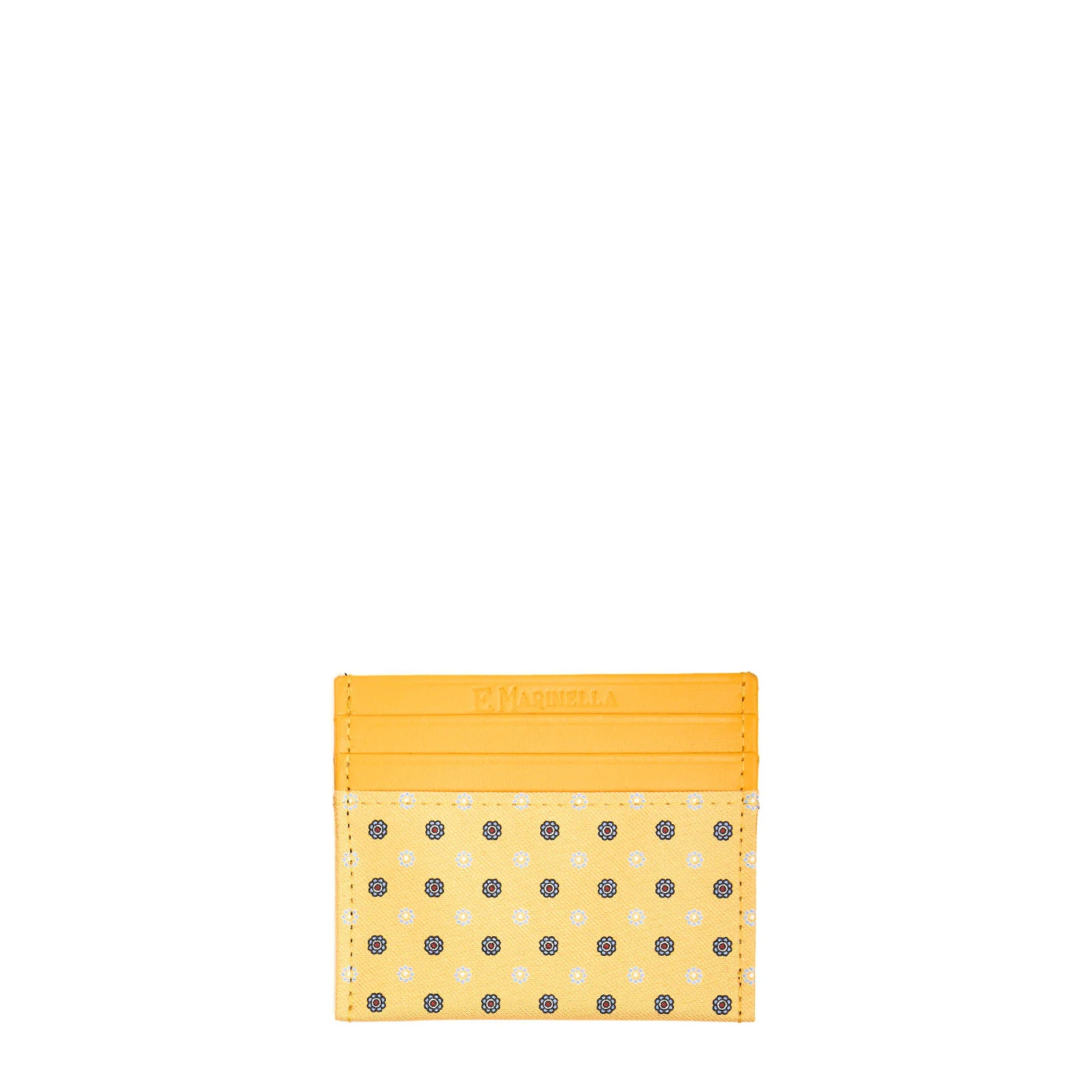 YELLOW LEATHER AND SILK CREDIT CARD HOLDER