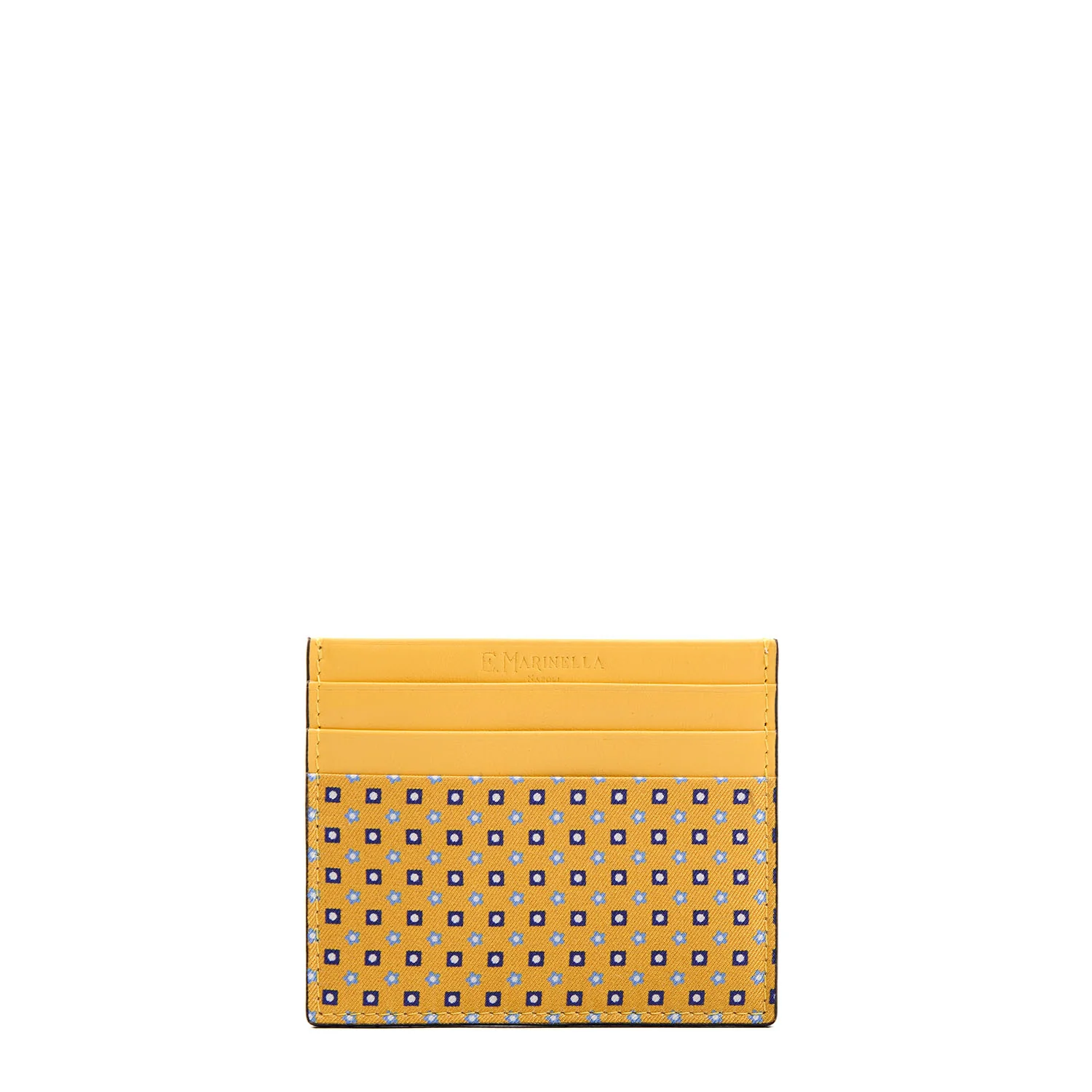 YELLOW LEATHER AND SILK CREDIT CARD HOLDER