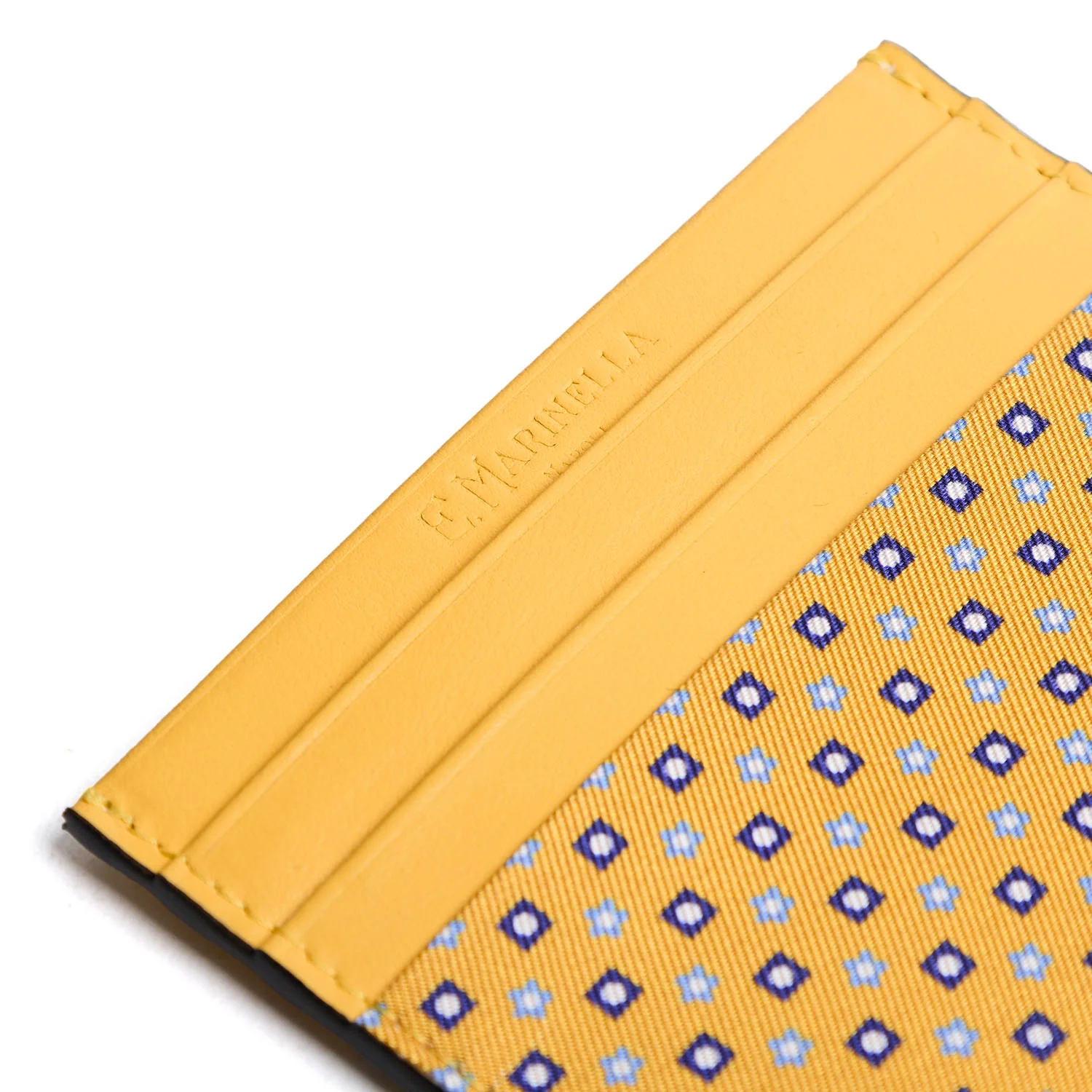 YELLOW LEATHER AND SILK CREDIT CARD HOLDER - Image 4