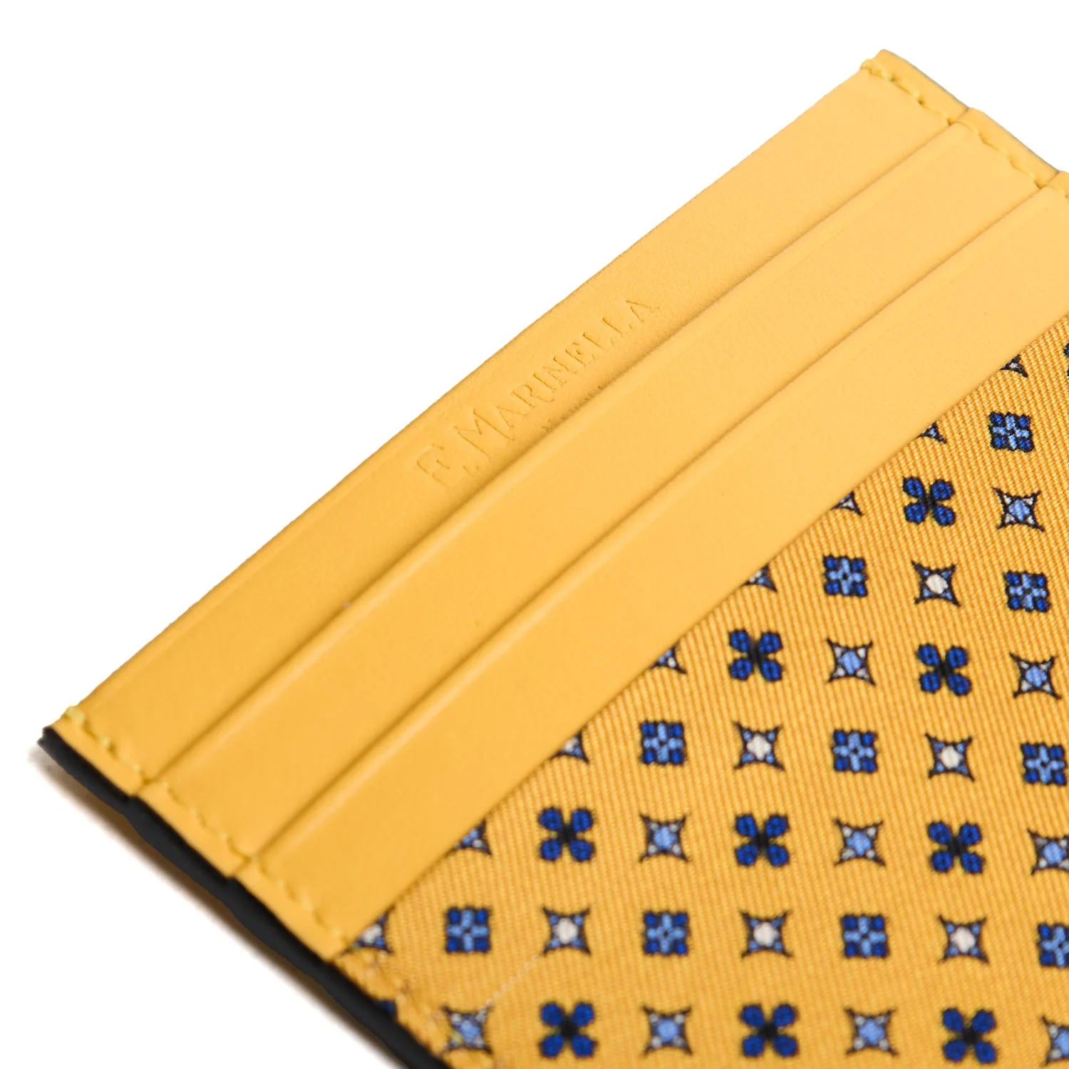 YELLOW LEATHER AND SILK CREDIT CARD HOLDER - Image 4